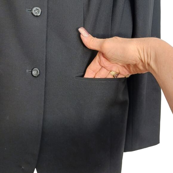 Classiques Entier Black Blazer Size 2 WOOL BLEND Business Casual Career Jacket - Picture 8 of 13
